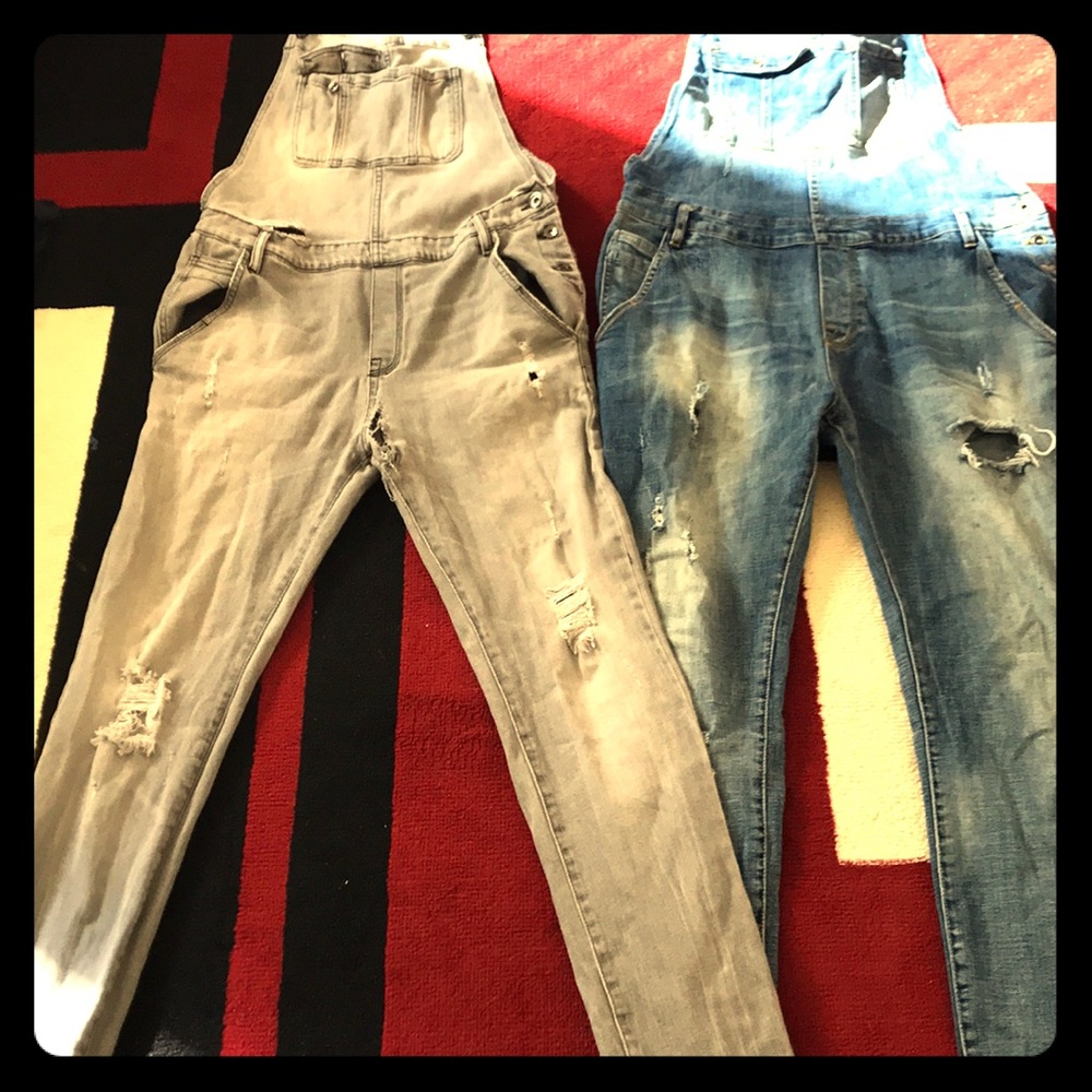 Skinny Ripped Jean Overalls